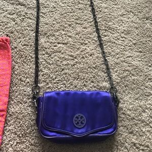 Tori Burch Violet Satin clutch